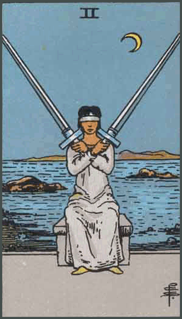 Tarot | Træk et tarotkort | Sværd 2 NetSpirit | glad og rig